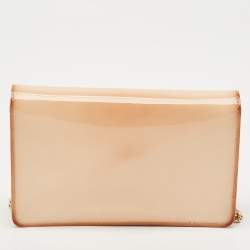 Pre Owned Versace Peach Patent Leather Medusa Chain Shoulder Bag
