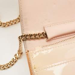 Pre Owned Versace Peach Patent Leather Medusa Chain Shoulder Bag