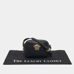 Pre Owned Versace Black Leather Medusa Camera Crossbody Bag