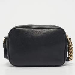 Pre Owned Versace Black Leather Medusa Camera Crossbody Bag