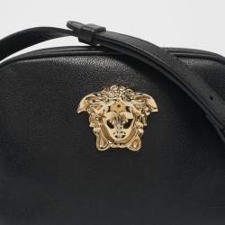 Pre Owned Versace Black Leather Medusa Camera Crossbody Bag