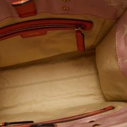 Pre Owned Versace Coral Underwater Barocco Canvas and Leather Small La Medusa Tote