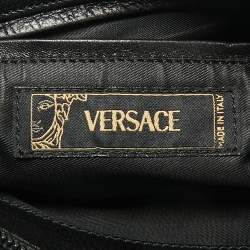 Pre Owned Versace Black Jacquard Fabric Pochette Bag