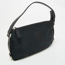 Pre Owned Versace Black Jacquard Fabric Pochette Bag