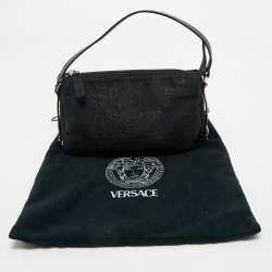 Pre Owned Versace Black Jacquard Fabric Pochette Bag