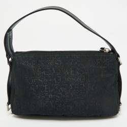 Pre Owned Versace Black Jacquard Fabric Pochette Bag