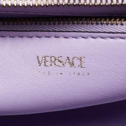 Pre Owned Versace Blue Leather La Medusa Top Handle Bag