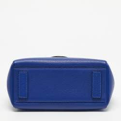 Pre Owned Versace Blue Leather La Medusa Top Handle Bag