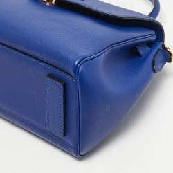 Pre Owned Versace Blue Leather La Medusa Top Handle Bag