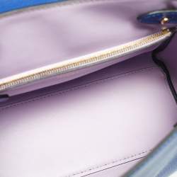 Pre Owned Versace Blue Leather La Medusa Top Handle Bag