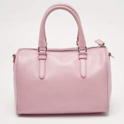 Pre Owned Versace Pink Leather Medusa Boston Bag