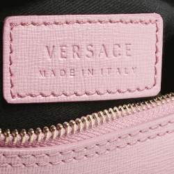 Pre Owned Versace Pink Leather Medusa Boston Bag