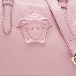 Pre Owned Versace Pink Leather Medusa Boston Bag