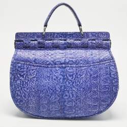 Pre Owned Versace Purple Python Top Handle Bag