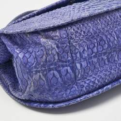 Pre Owned Versace Purple Python Top Handle Bag