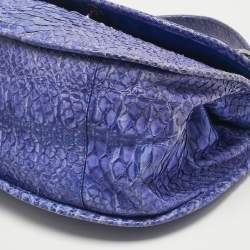 Pre Owned Versace Purple Python Top Handle Bag