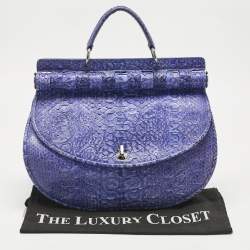 Pre Owned Versace Purple Python Top Handle Bag