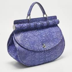 Pre Owned Versace Purple Python Top Handle Bag