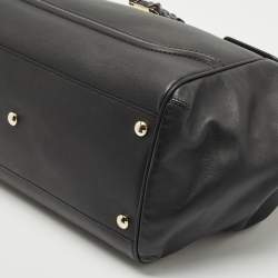 Pre Owned Versace Black Leather Drawstring Empire Palazzo Tote