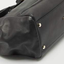 Pre Owned Versace Black Leather Drawstring Empire Palazzo Tote