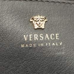 Pre Owned Versace Black Leather Drawstring Empire Palazzo Tote