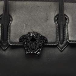 Pre Owned Versace Black Leather Drawstring Empire Palazzo Tote