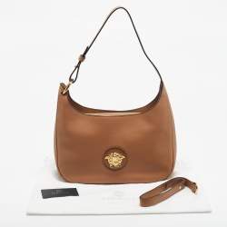 Pre Owned Versace Brown Leather La Medusa Hobo