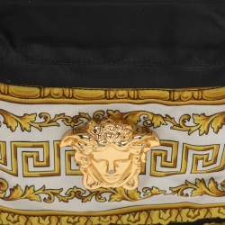 Pre Owned Versace Black/Yellow Medusa Print Nylon and Leather Backpack