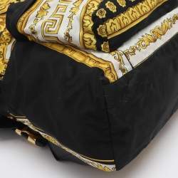 Pre Owned Versace Black/Yellow Medusa Print Nylon and Leather Backpack