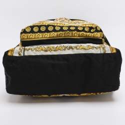 Pre Owned Versace Black/Yellow Medusa Print Nylon and Leather Backpack