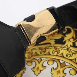 Pre Owned Versace Black/Yellow Medusa Print Nylon and Leather Backpack