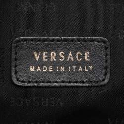 Pre Owned Versace Black/Yellow Medusa Print Nylon and Leather Backpack