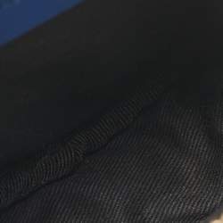 Pre Owned Versace Blue Coated Canvas and Leather La Greca Zip Round Pouch