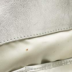 Pre Owned Versace Bluish Silver Python Frame Satchel