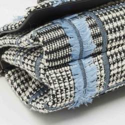 Pre Owned حقيبة كتف فيرساتشي سلطان بلو بلازو تويد