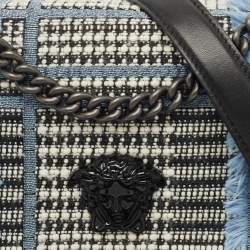 Pre Owned حقيبة كتف فيرساتشي سلطان بلو بلازو تويد