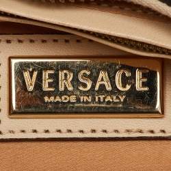 Pre Owned Versace Beige/Orange Signature Canvas and Leather Medusa Repeat Hobo