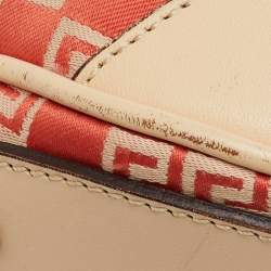 Pre Owned Versace Beige/Orange Signature Canvas and Leather Medusa Repeat Hobo