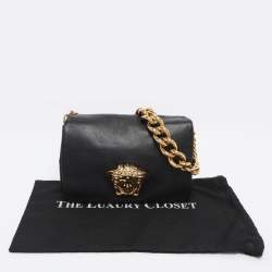 Pre Owned Versace Black Leather Palazzo Sultan Shoulder Bag