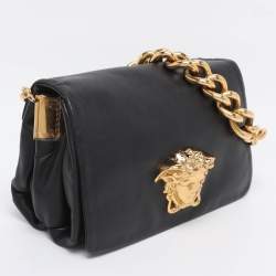 Pre Owned Versace Black Leather Palazzo Sultan Shoulder Bag