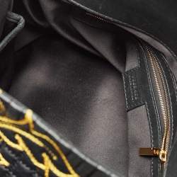 Pre Owned Versace Black/Yellow Mix Quilted Leather Embroidered Barocco Shoulder Bag