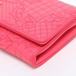 Pre Owned Versace Pink Leather Vanitas Chain Clutch