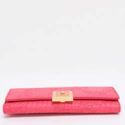 Pre Owned Versace Pink Leather Vanitas Chain Clutch