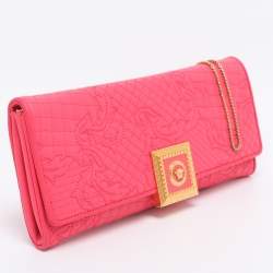 Pre Owned Versace Pink Leather Vanitas Chain Clutch