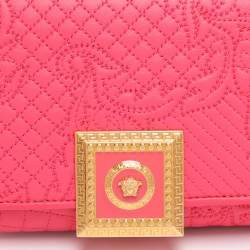 Pre Owned Versace Pink Leather Vanitas Chain Clutch