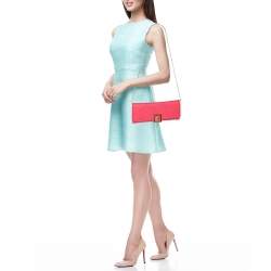 Pre Owned Versace Pink Leather Vanitas Chain Clutch