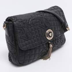 Pre Owned Versace Black Quilted Leather Calliope Vanitas Shoulder Bag
