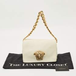 Pre Owned Versace White Leather Medusa Sultan Shoulder Bag