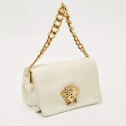 Pre Owned Versace White Leather Medusa Sultan Shoulder Bag