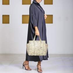 Pre Owned Versace Beige/Cream Coated Canvas and Leather Barocco Tote